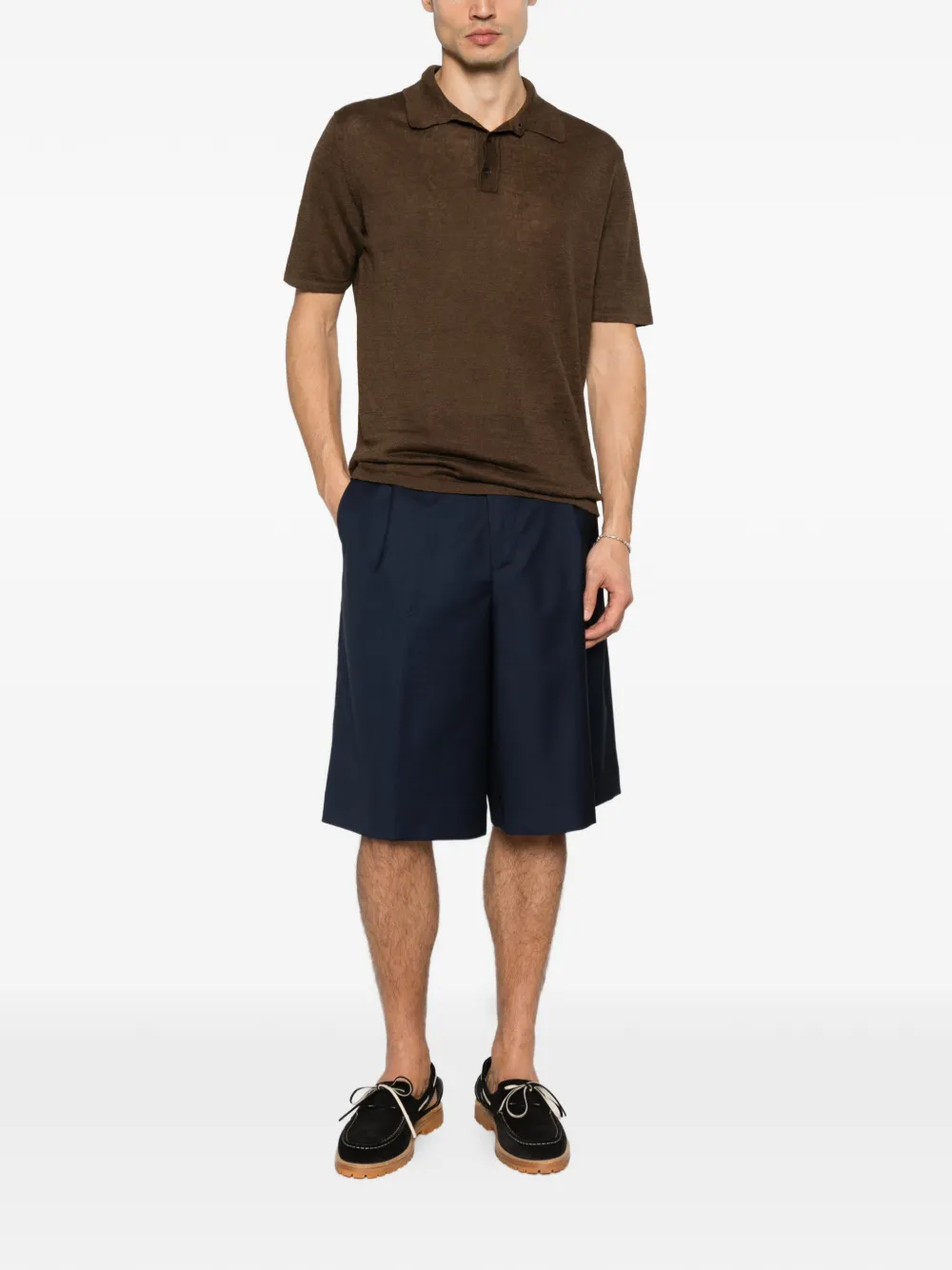 Roberto Collina 하프 버튼 폴로 셔츠