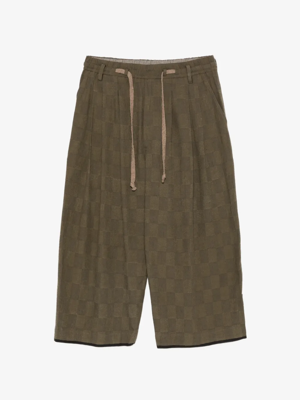Ziggy Chen checked drawstring-fastening trousers | Green | Image 1
