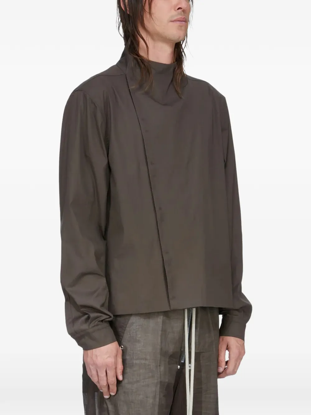 Rick Owens Jack met trechterhals en knopen Bruin