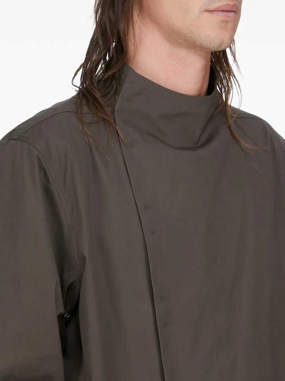 Rick Owens Jack met trechterhals en knopen Bruin