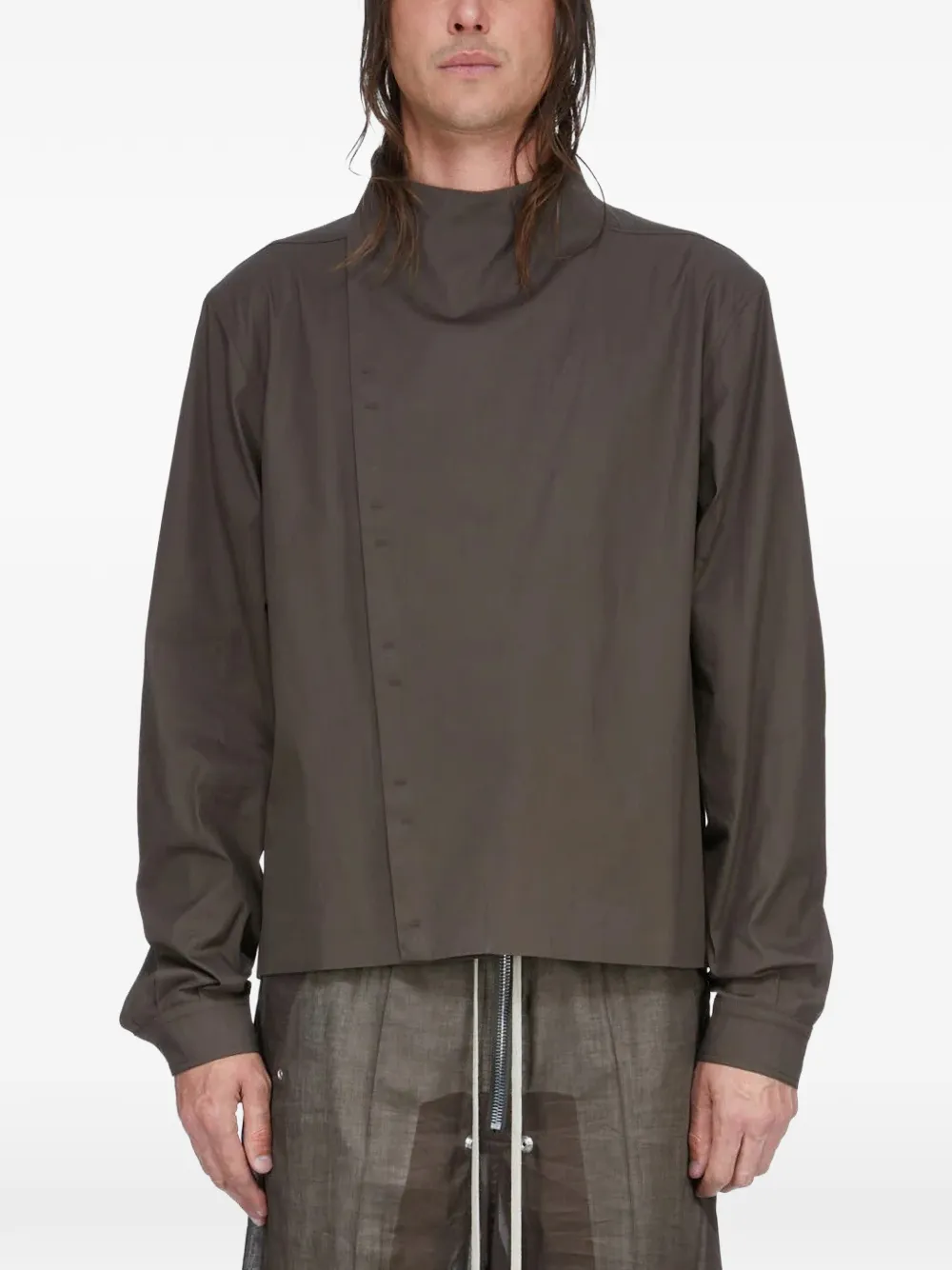 Rick Owens buttoned funnel-neck jacket | Brown | Image 1