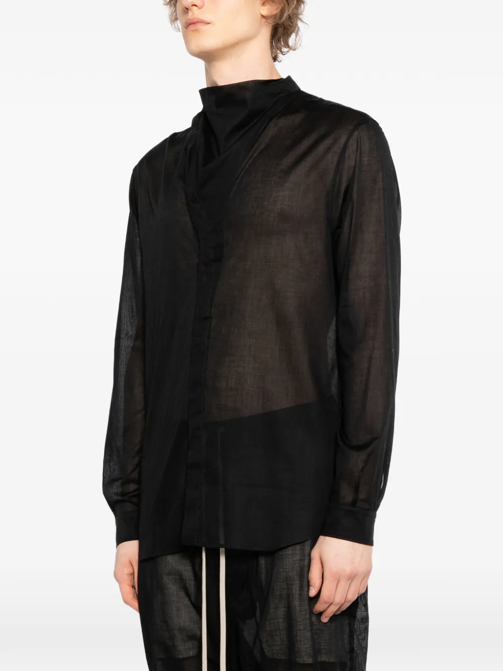 Rick Owens Overhemd met hoge hals Zwart