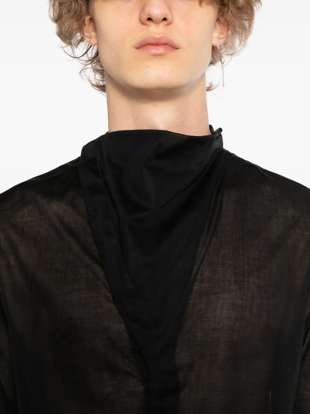 Rick Owens Overhemd met hoge hals Zwart