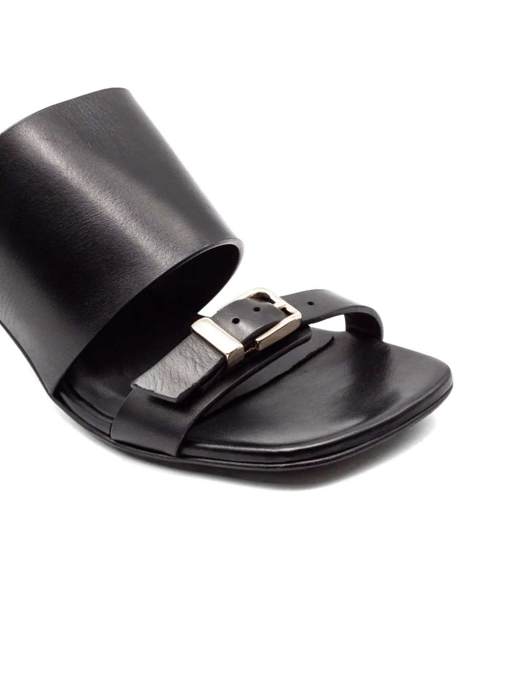 Elena Iachi Leren sandalen met gesp Zwart