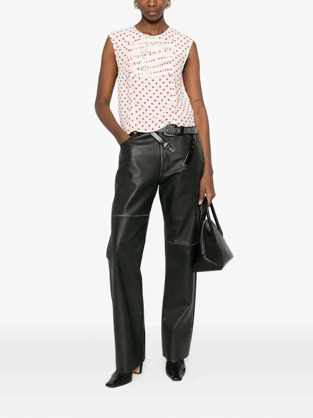  Nº21 Polka-dot-pattern Blouse - White 