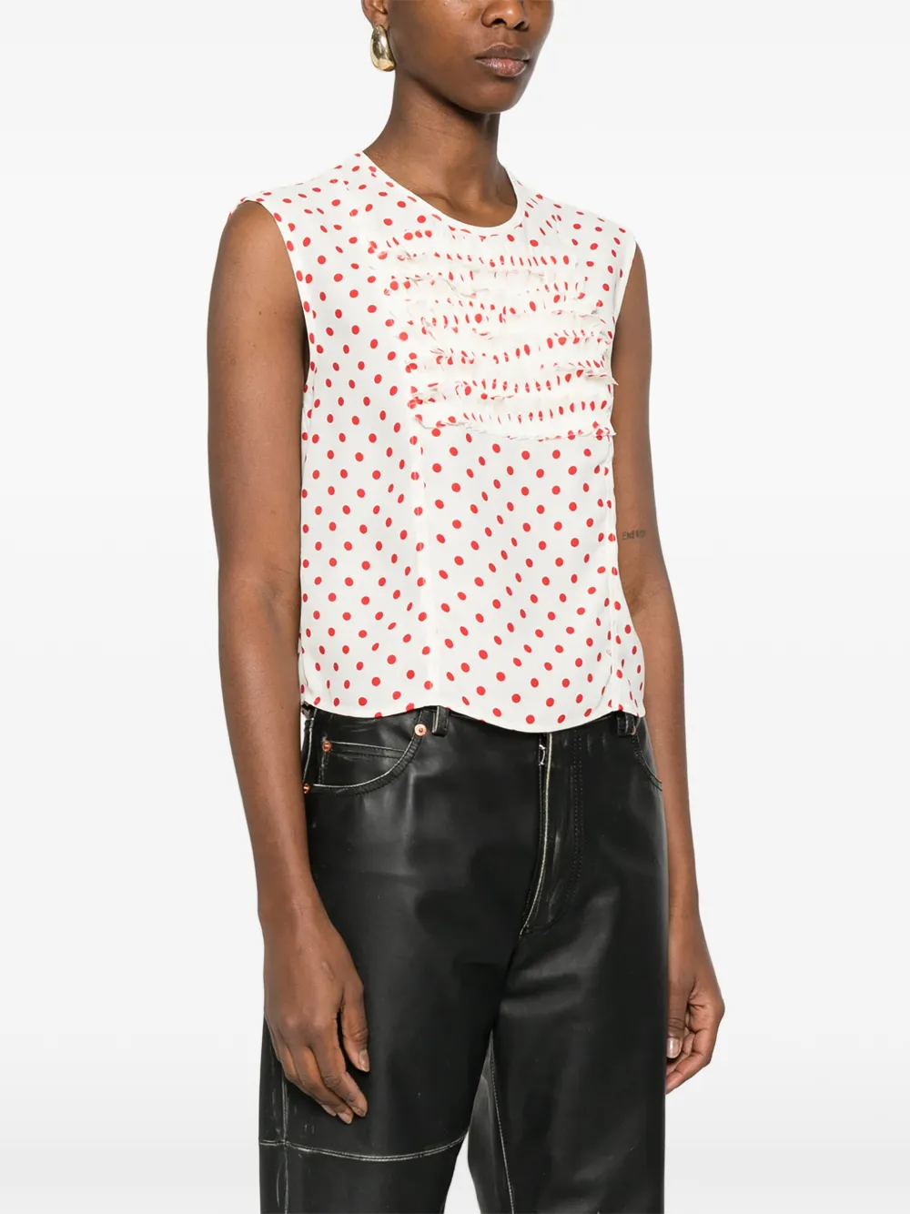  Nº21 Polka-dot-pattern Blouse - White 