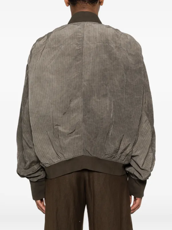 Ziggy Chen Striped Zipped Bomber Jacket | Grey | FARFETCH JO