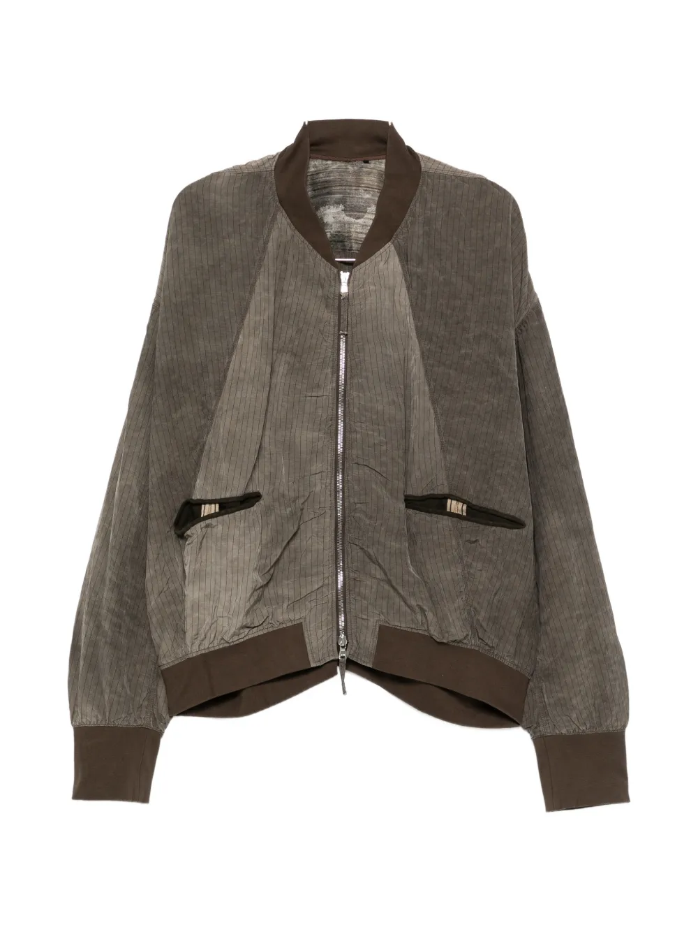 Ziggy Chen striped zipped bomber jacket - Grigio