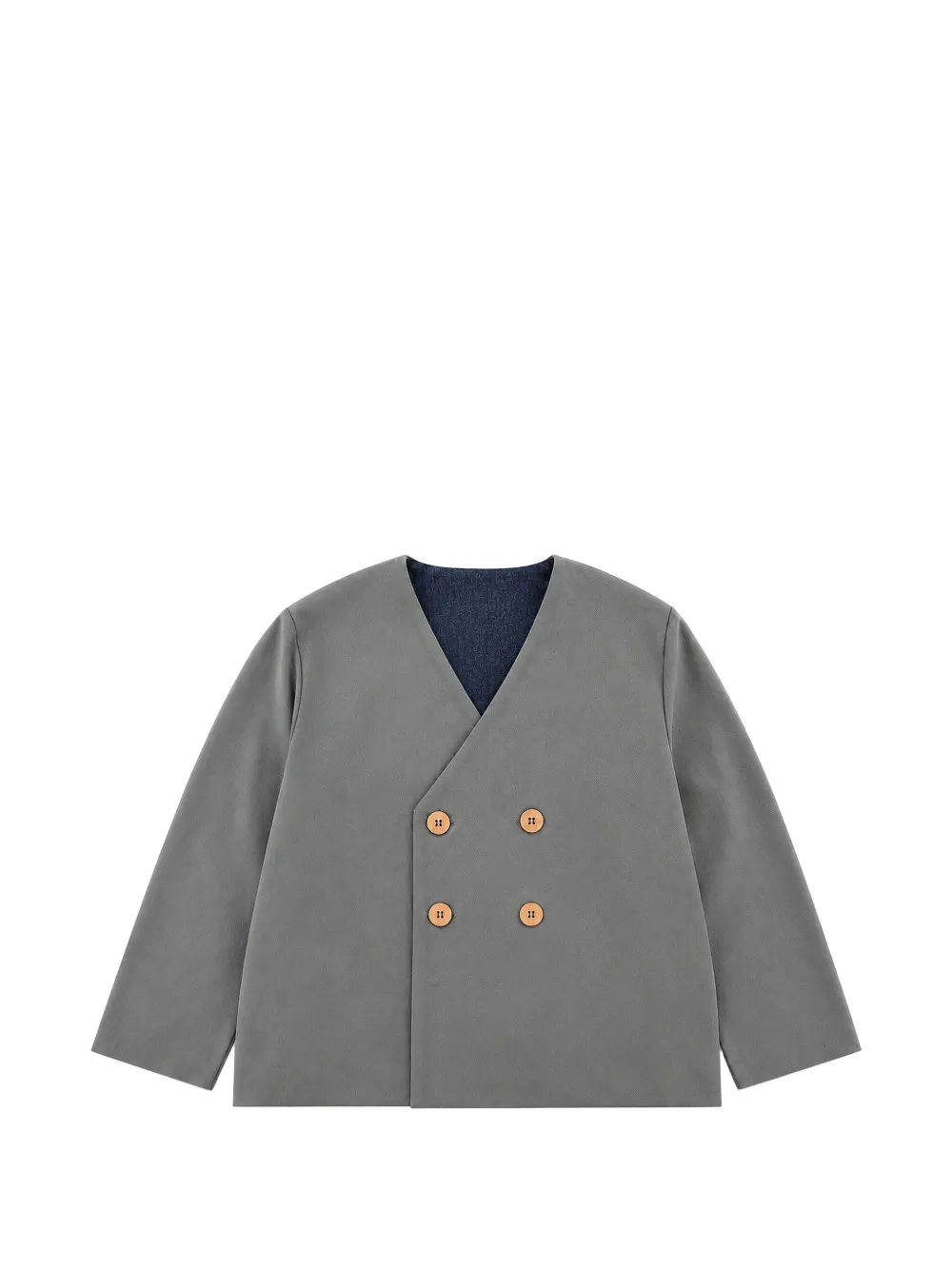 SUENOS Kidswear double-breasted collarless blazer - Green