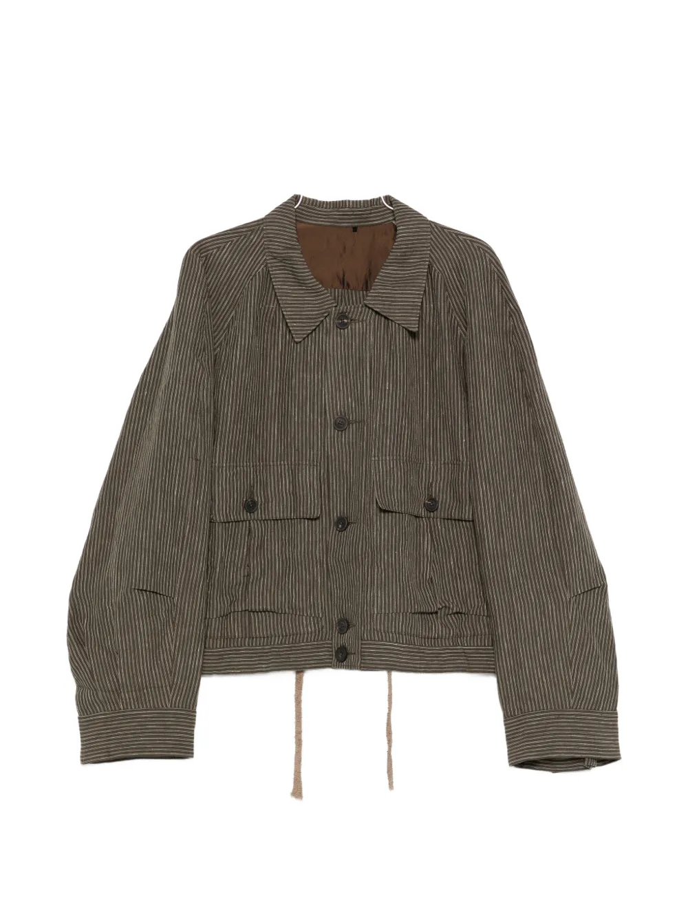 Ziggy Chen striped buttoned shirt jacket - Verde