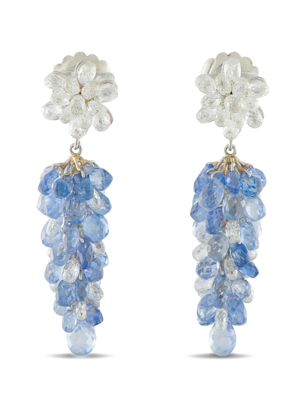 LB Exclusive diamond sapphire dangle earrings - Argento