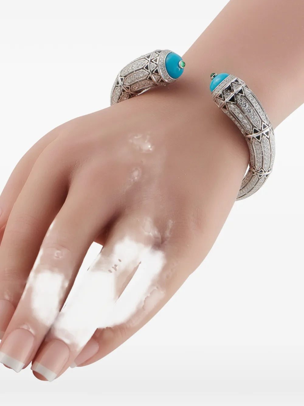 Cartier diamond turquoise and emerald bracelet - Argento