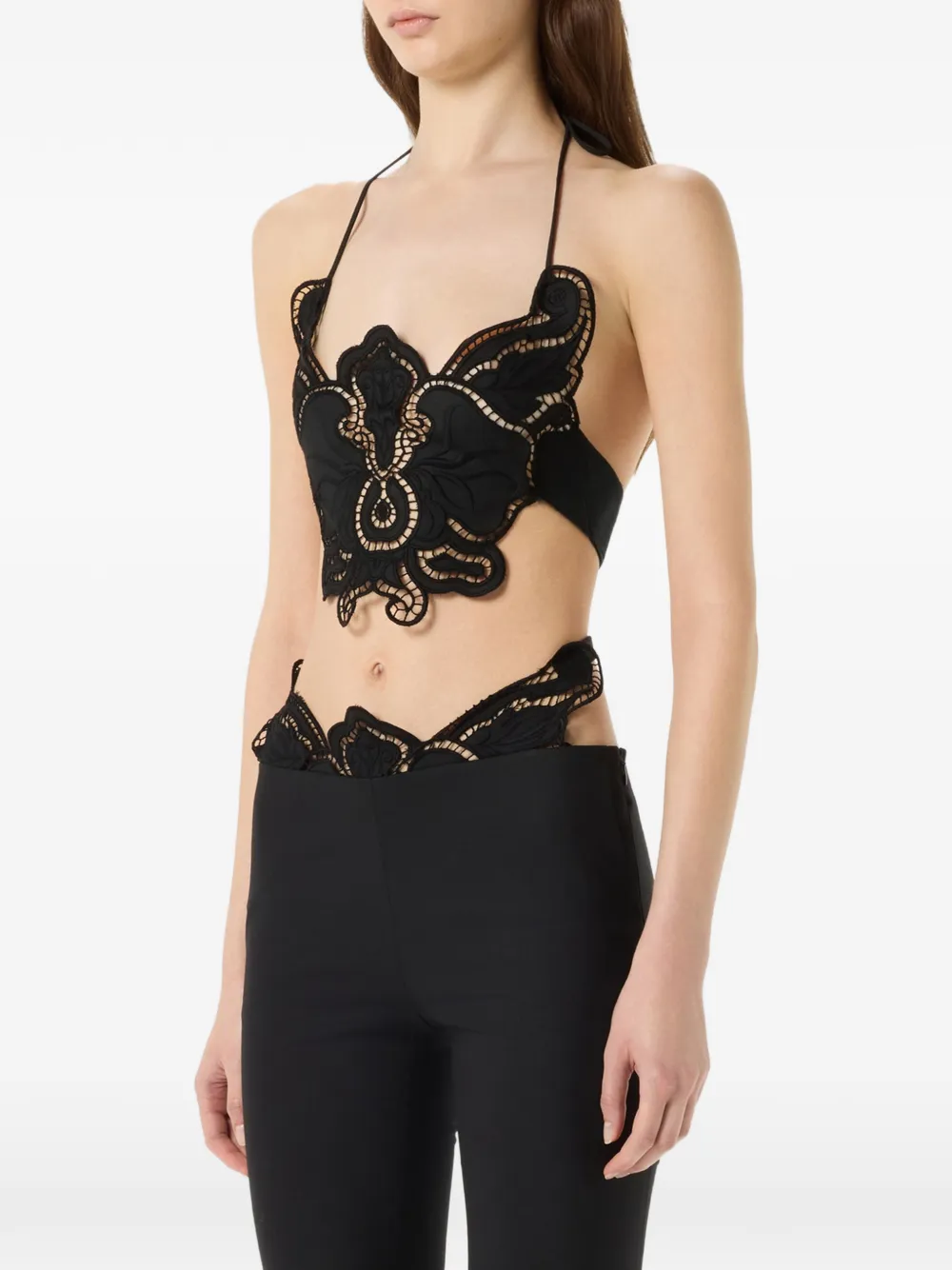 Ruffle-detail Halterneck Top