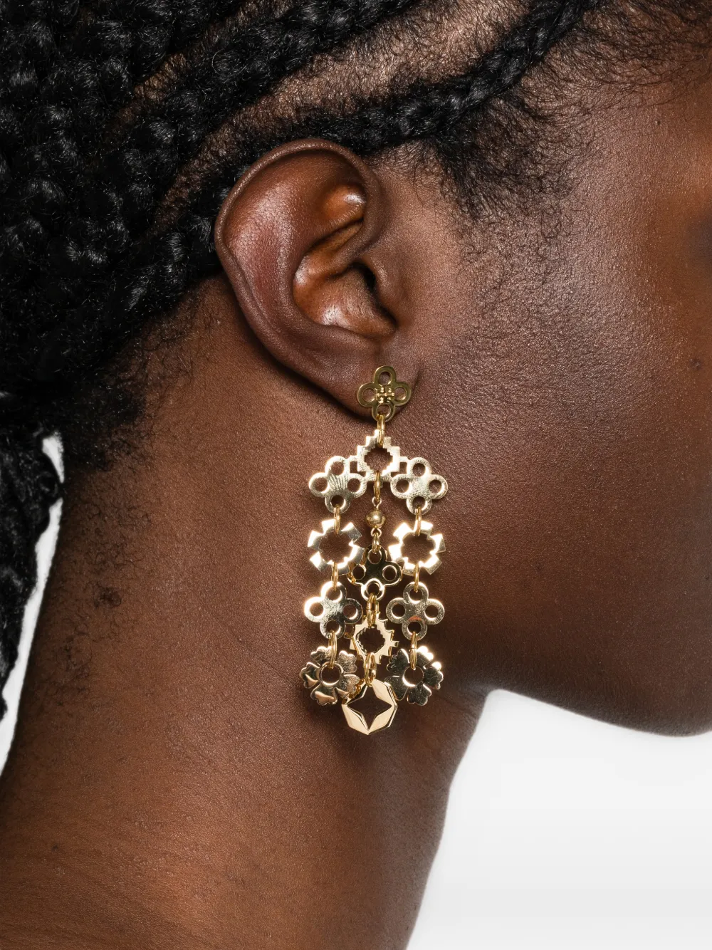  Tory Burch Forget Me Not Chandelier Earrings - Dorado 