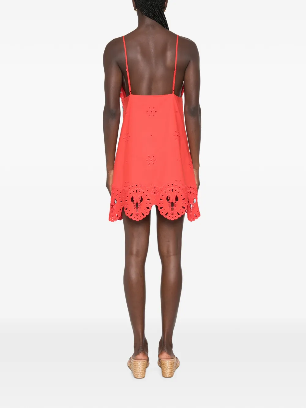 Retrofete Nebullah broderie anglaise mini-jurk Rood