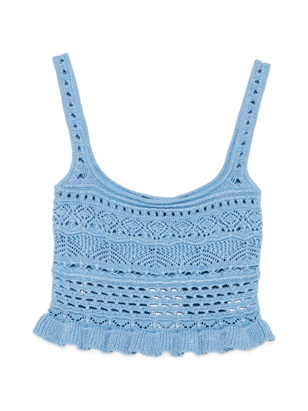 Retrofete crochet ruffled top - Blu