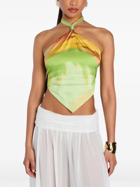 Retrofete Jamie brushstroke-print halterneck top