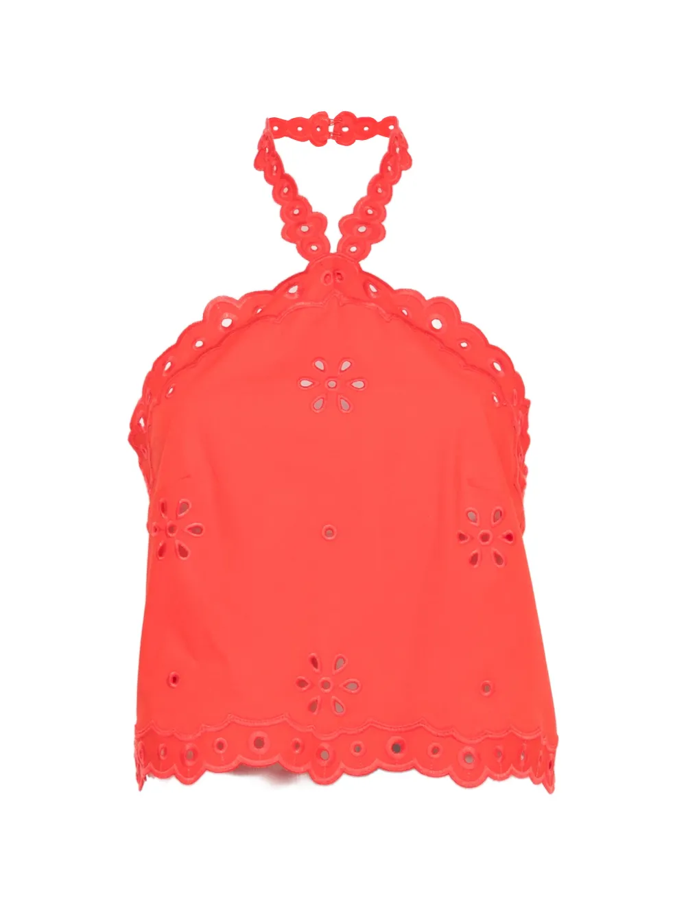Retrofete Caliane broderie-anglaise halterneck top - Rosso