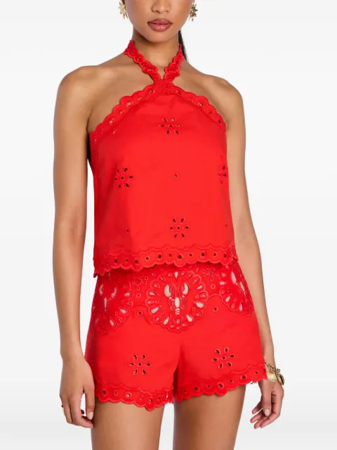 Retrofete Caliane broderie-anglaise halterneck top