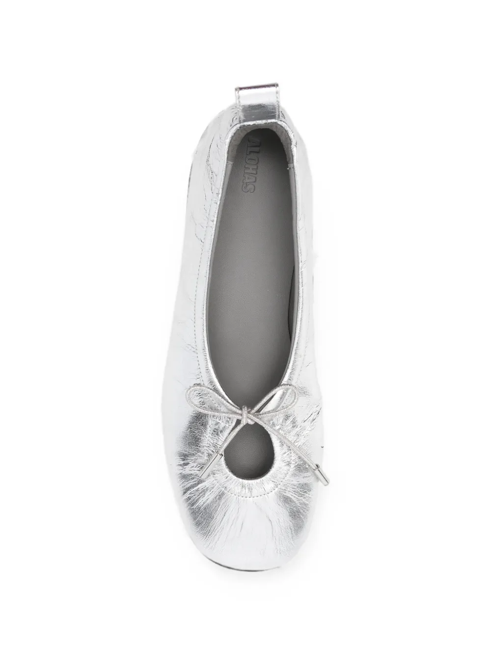 ALOHAS Rosalind leren ballerina's met glanzende afwerking Zilver