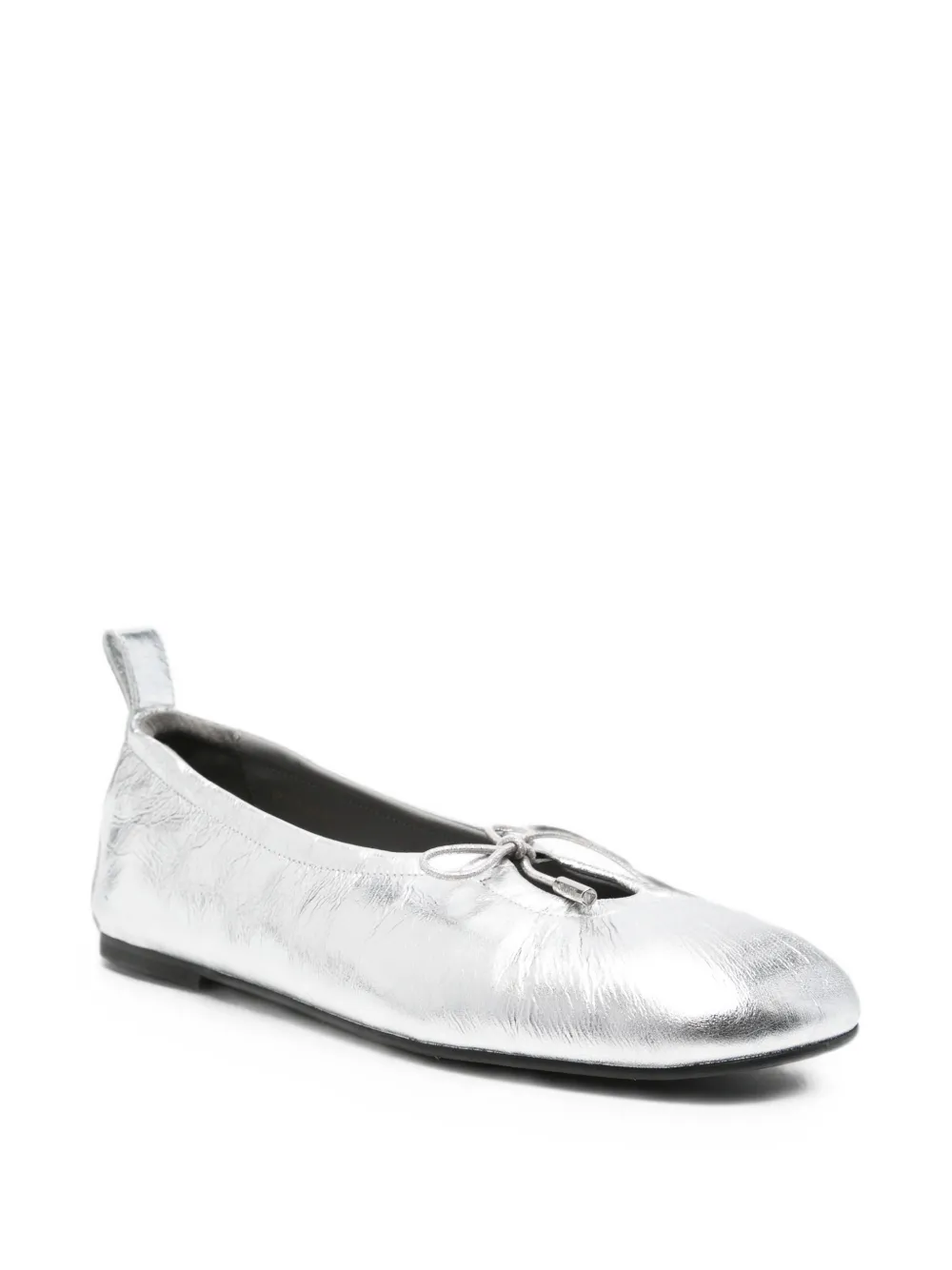 ALOHAS Rosalind leren ballerina's met glanzende afwerking Zilver