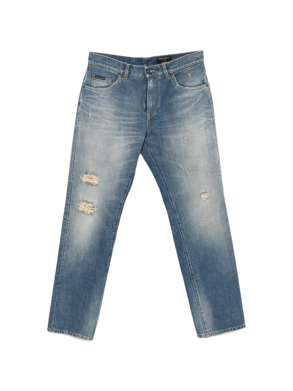Dolce & Gabbana distressed-effect straight-leg jeans - Blu
