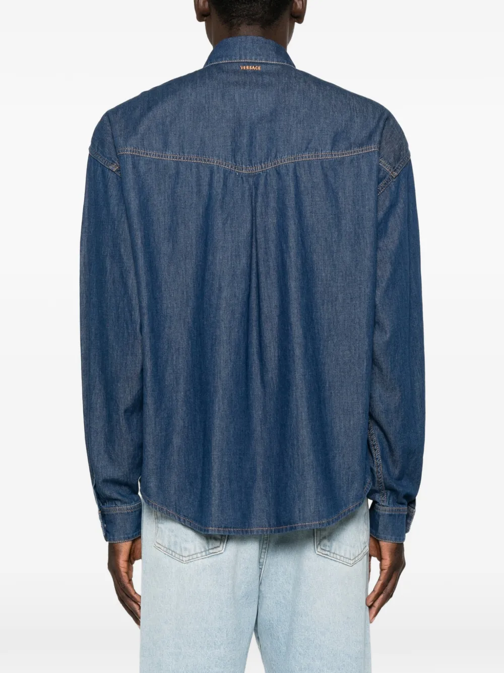 Versace logo-embroidered shirt Blauw
