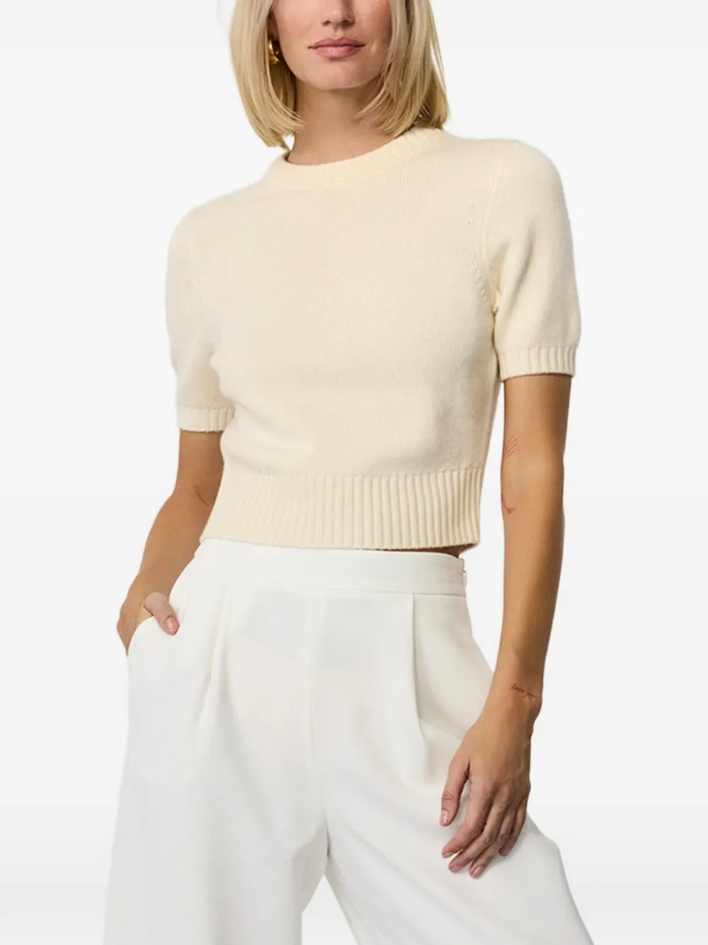 Toccin Elsie ribbed short-sleeve sweater - Toni neutri