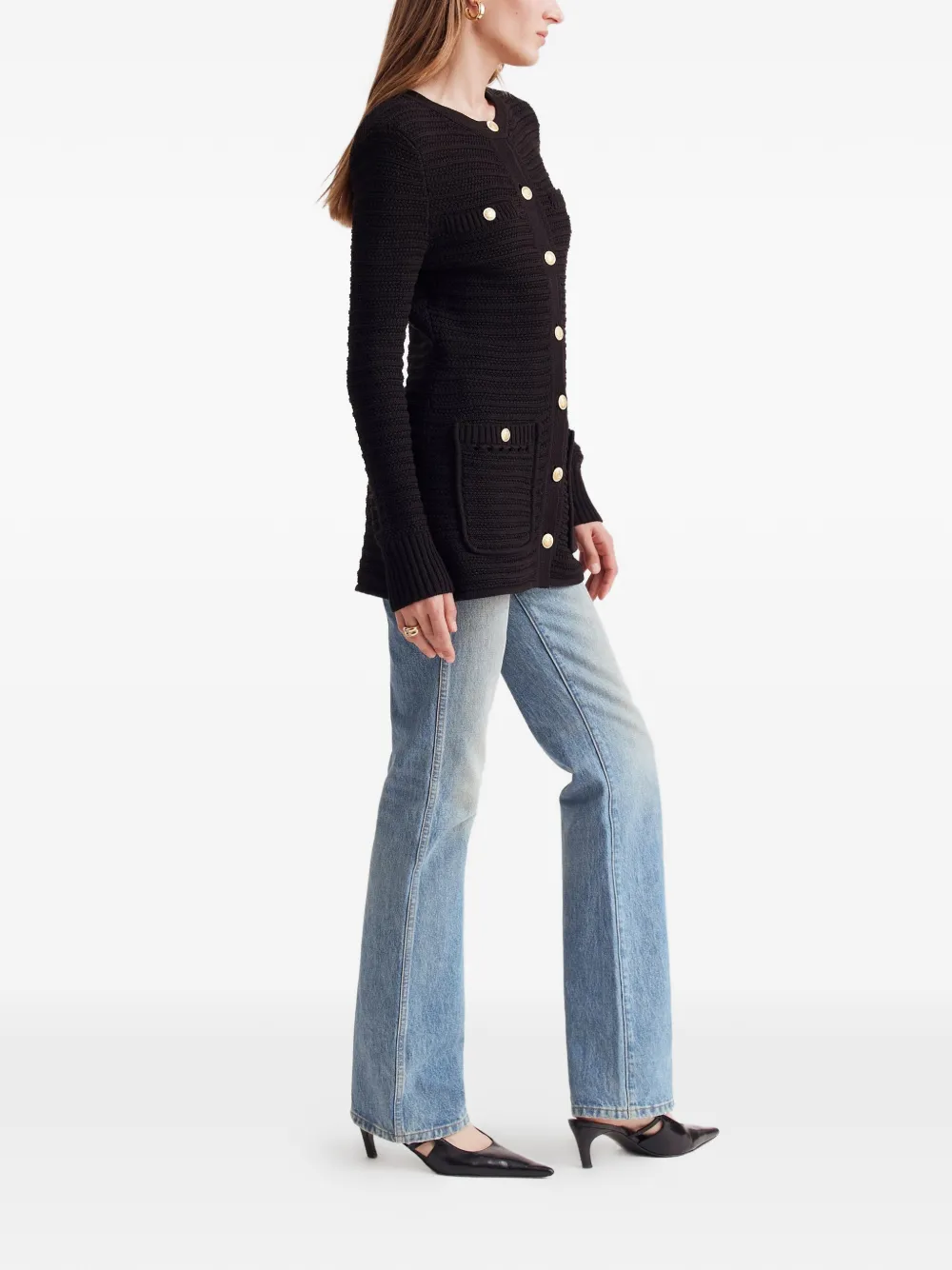  Toccin Constance Button Detail Knit Jacket - Black 