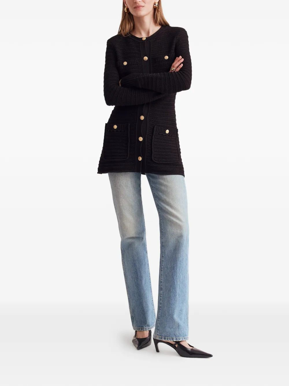  Toccin Constance Button Detail Knit Jacket - Black 