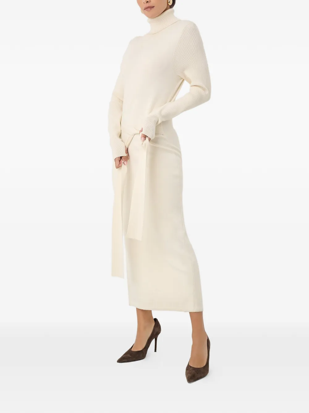 Toccin Logan turtleneck ribbed dress - Toni neutri