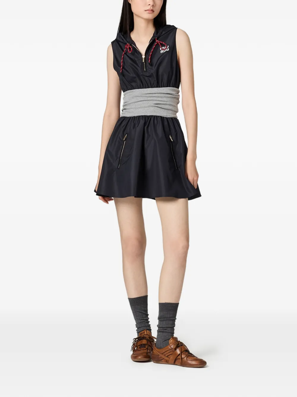 Miu Jurk van technische stof Blauw