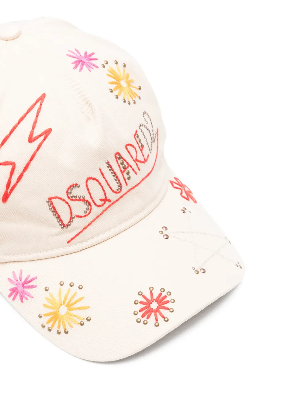  Dsquared2 Embroidered Studded Cap - Neutrals 