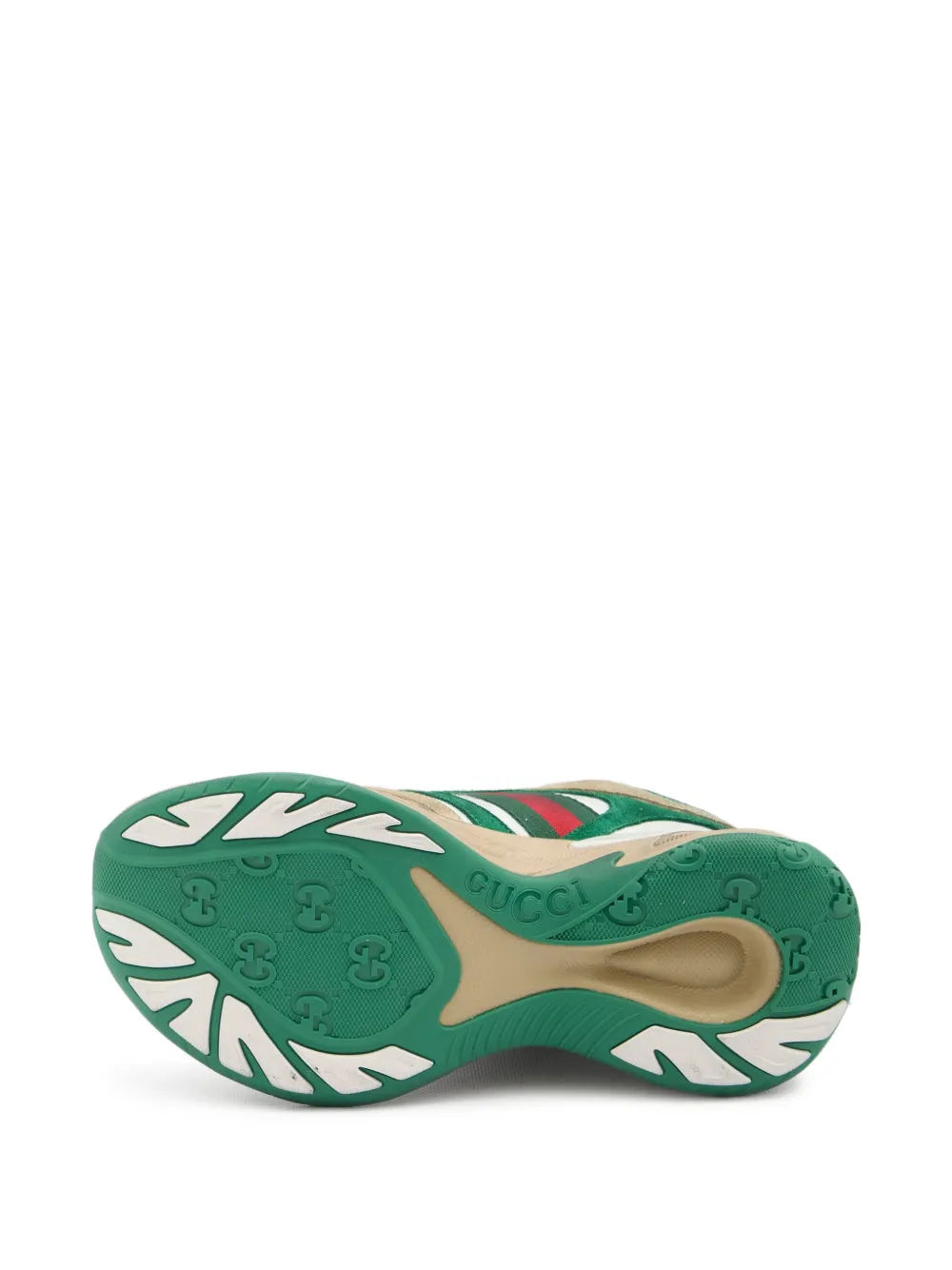 Gucci Leren sneakers met trekkoord en streep Beige