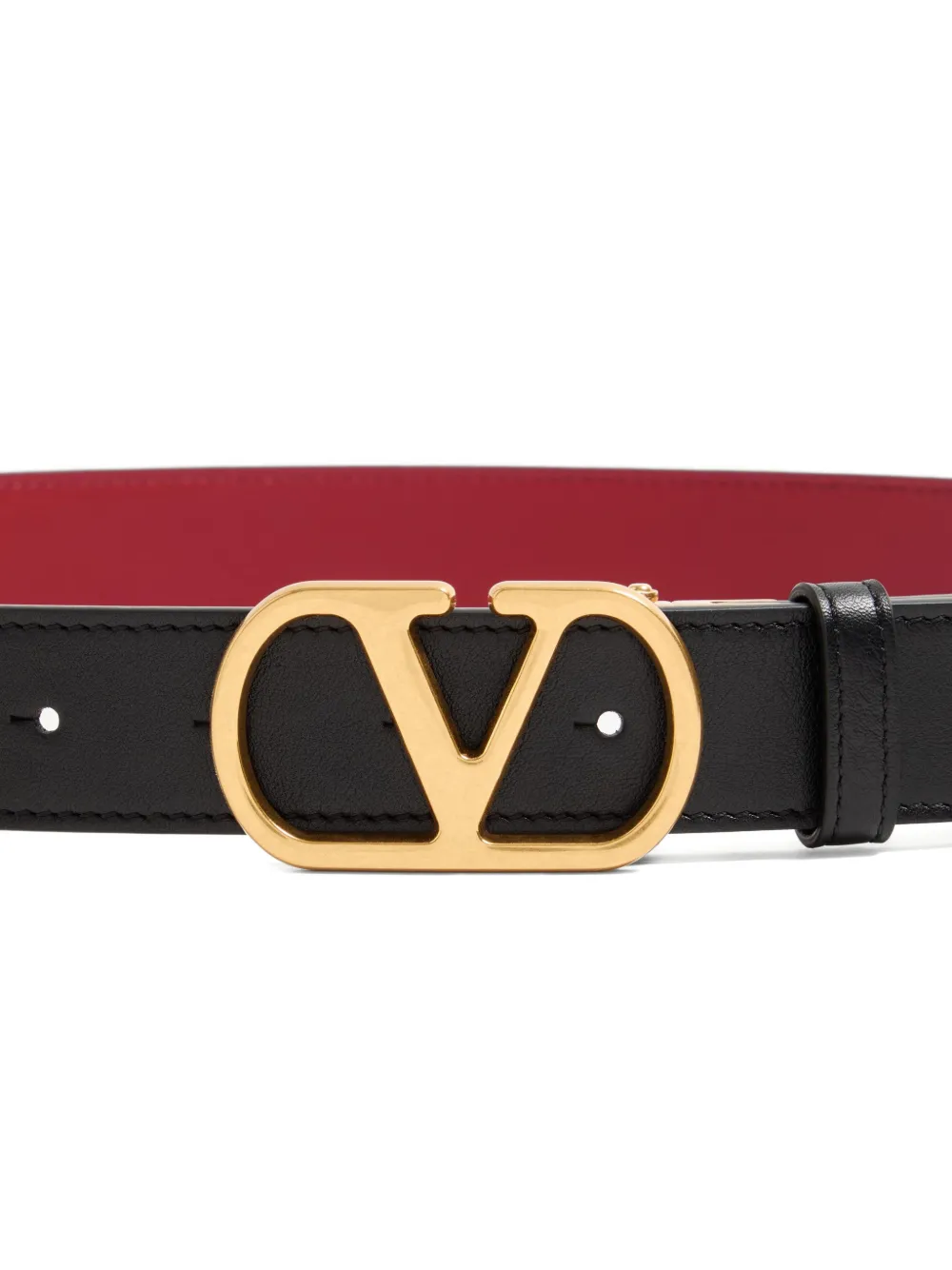  Valentino Garavani Cintura Vlogo Signature Reversible In Pelle Di Vitello Lucida 30mm / 1.2 In. - Nero 