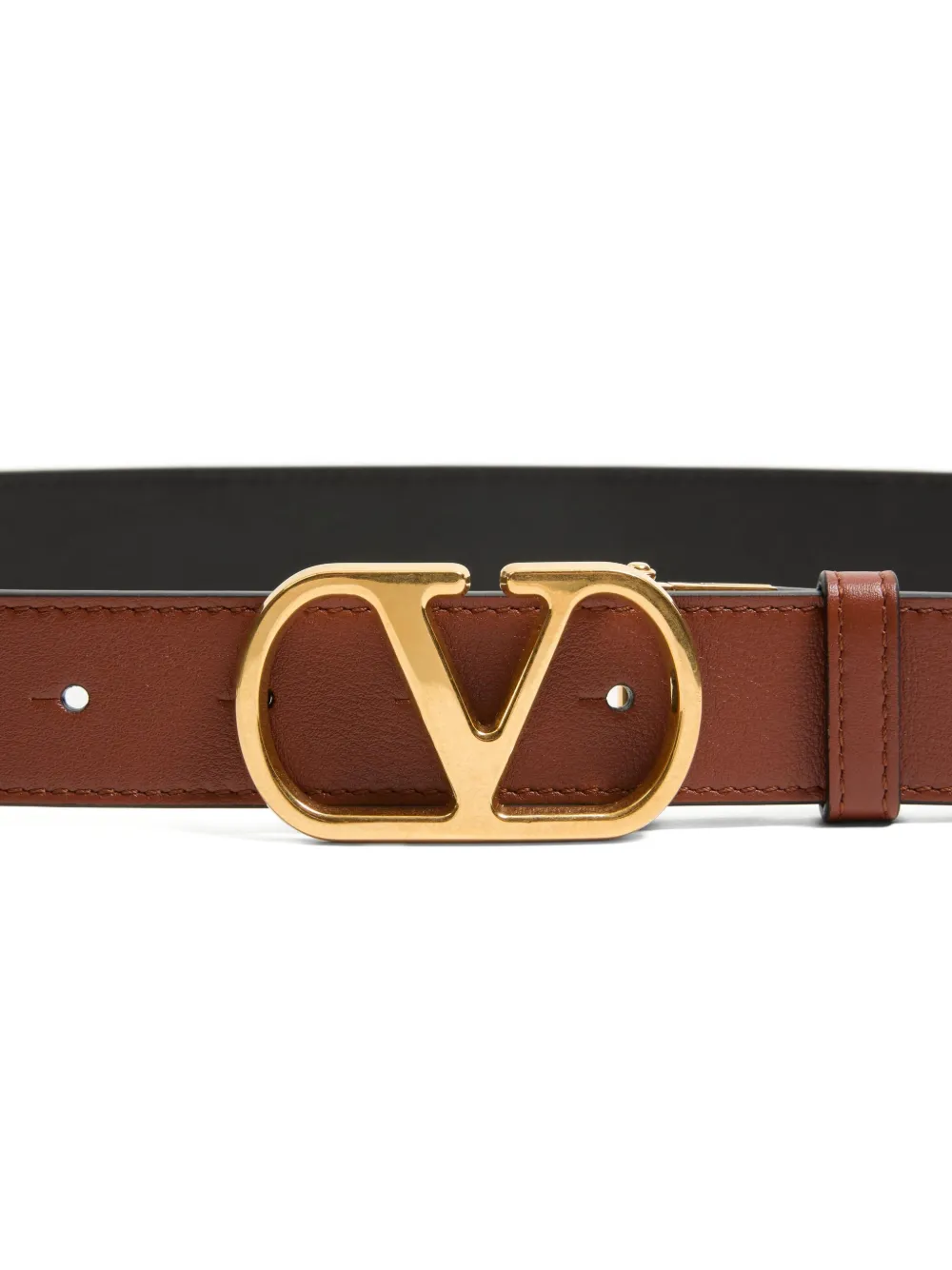  Valentino Garavani Ceinture Réversible Vlogo Signature Ceinture En Cuir Veau Brillant 30 Mm - Marron 