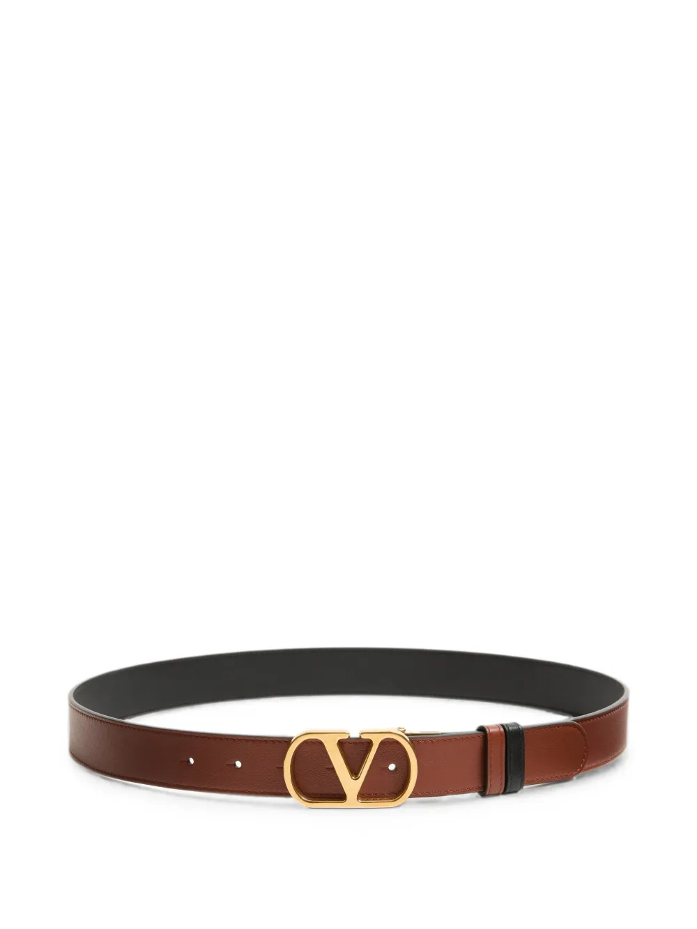 Valentino Garavani VLogo Signature reversible shiny calfskin belt - 30mm / 1.2 in. - Braun