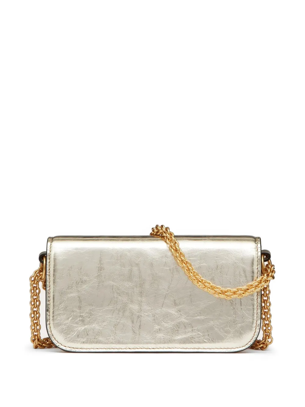 Valentino Garavani Locò kleine metallic kalfsleren schoudertas Goud