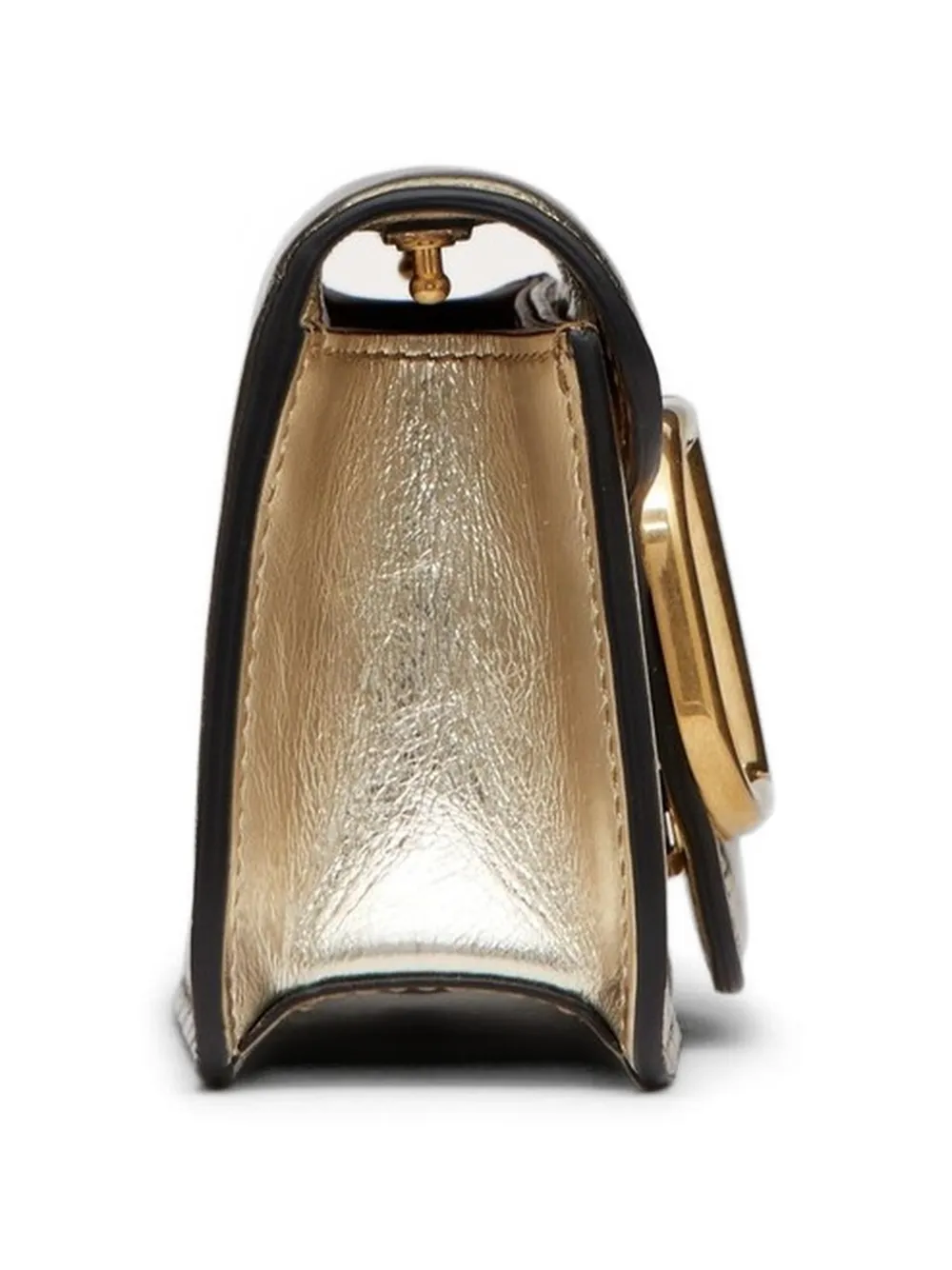 Valentino Garavani Locò kleine metallic kalfsleren schoudertas Goud