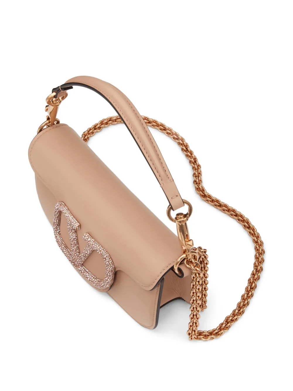 Valentino Garavani Locò kleine schoudertas met juwelen logo Roze