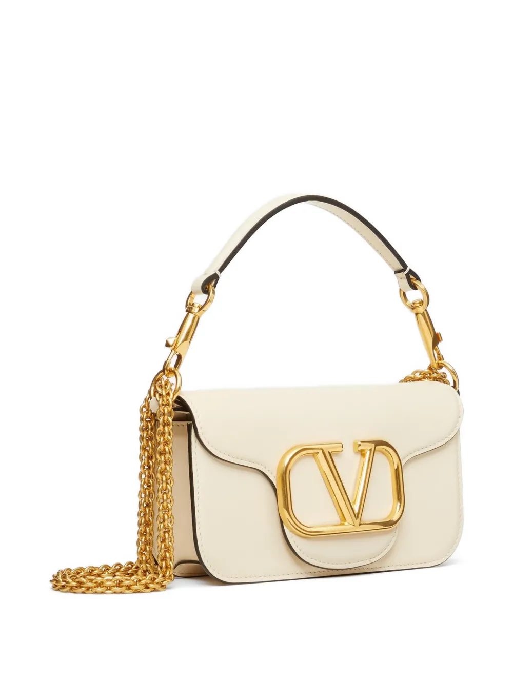 Valentino Garavani Locò kleine schoudertas van kalfsleer Beige