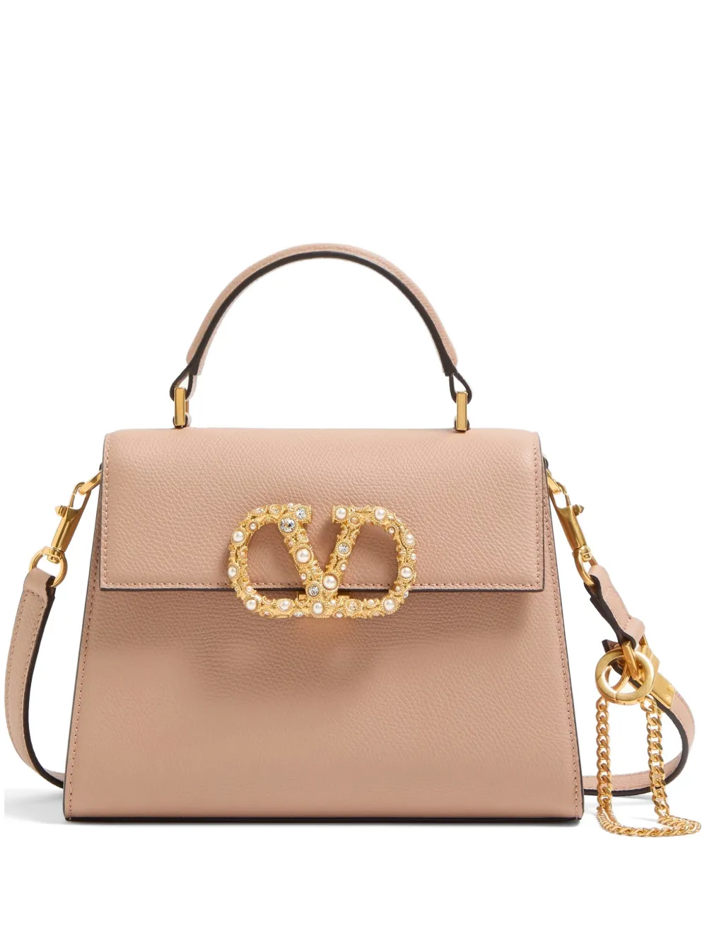 Valentino Garavani Vsling small handbag in grainy calfskin with jewel logo - Pink