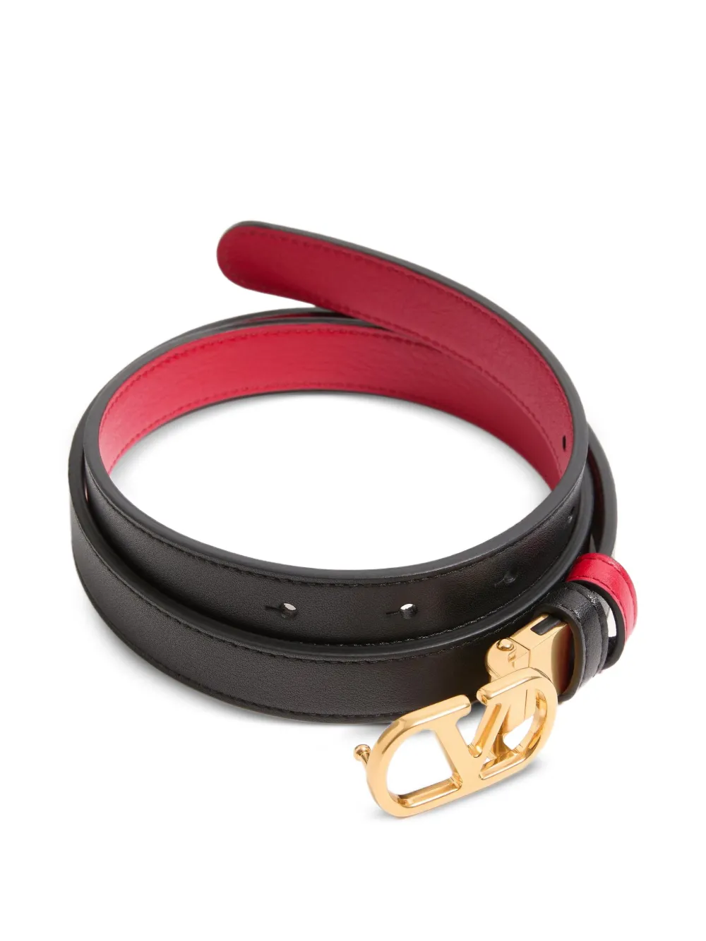 Valentino Garavani Omkeerbare Vlogo Signature riem in glanzend kalfsleer 20 mm Zwart