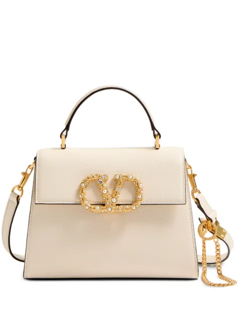 Valentino Garavani petit sac à main en cuir de veau grainé à logo bijou