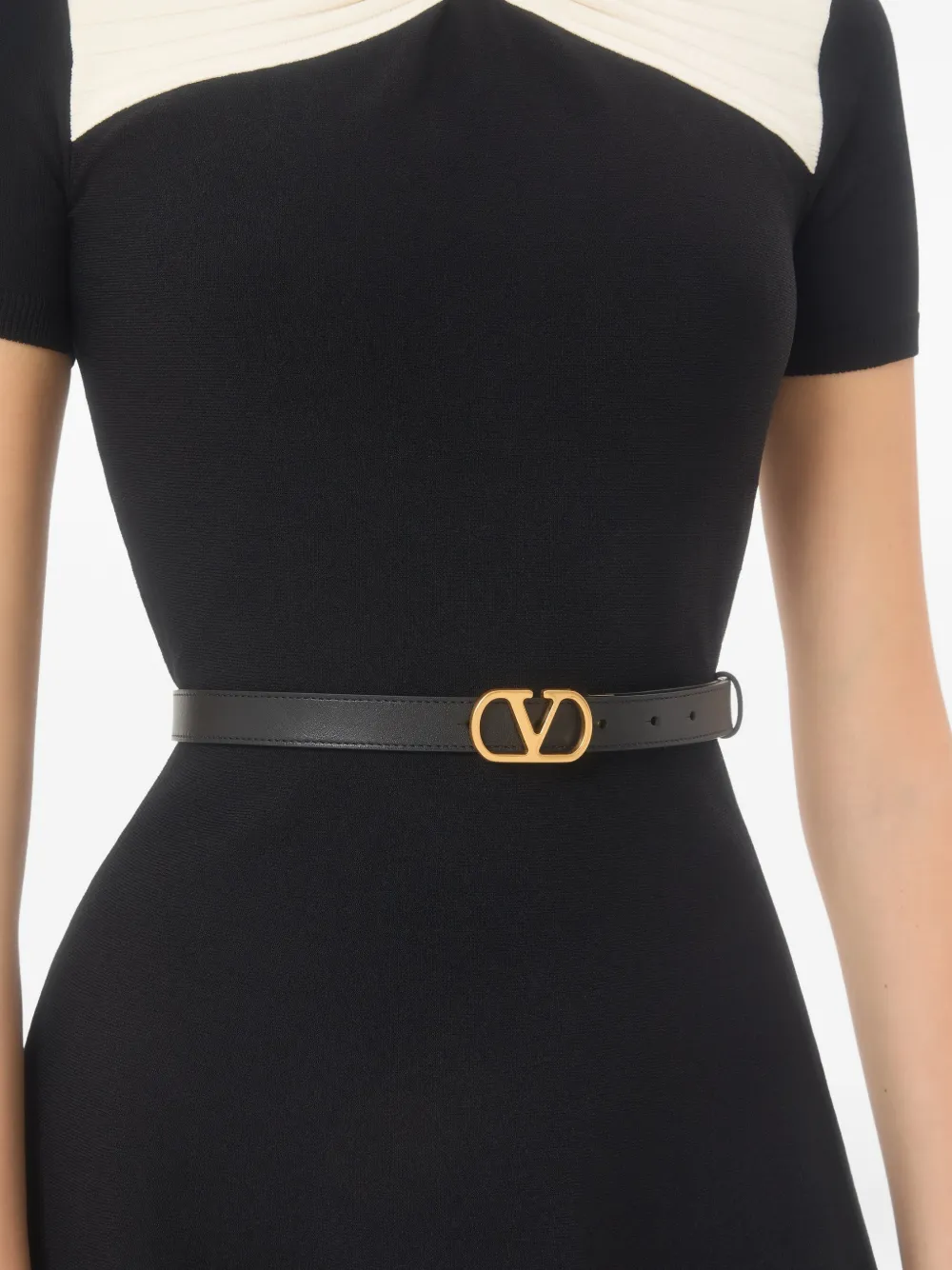 Valentino Garavani Omkeerbare Vlogo Signature riem in glanzend kalfsleer 20 mm Zwart