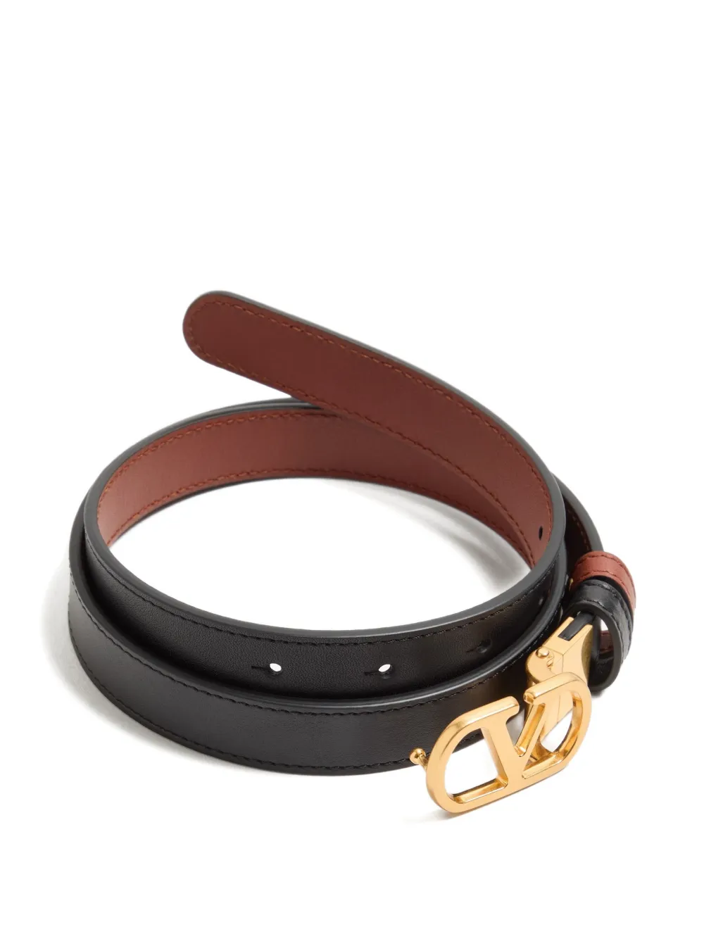 Valentino Garavani Omkeerbare Vlogo Signature riem in glanzend kalfsleer 20 mm Zwart