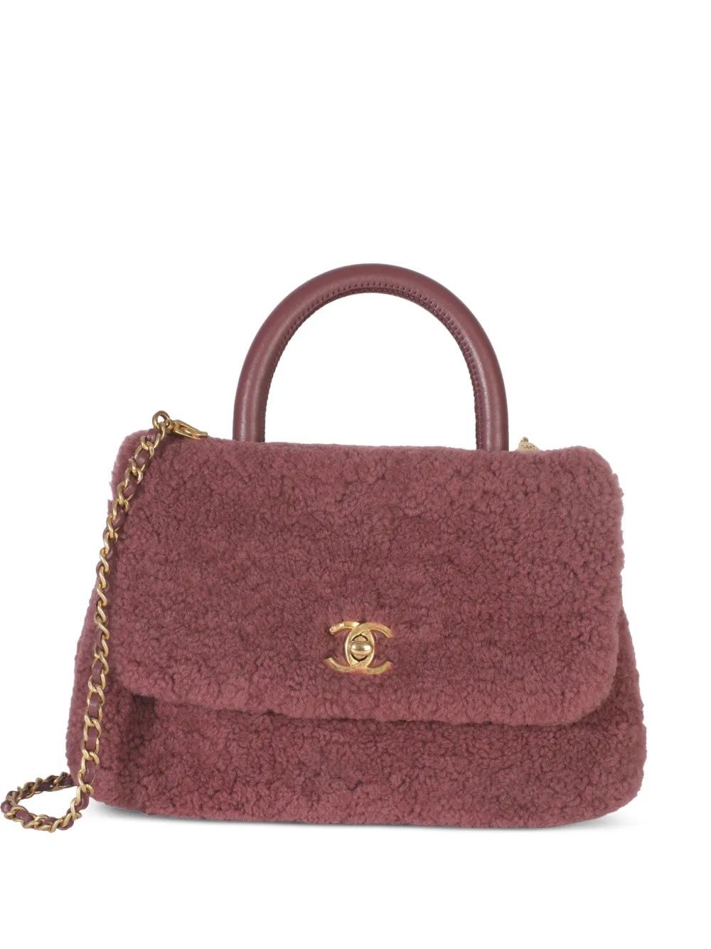 CHANEL Pre-Owned 2016-2017 shearling top handle coco tote bag - Viola