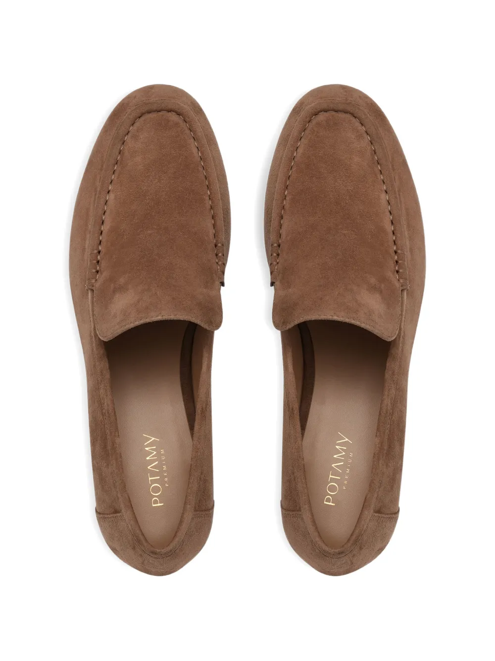  Potamy Suede Stitching Loafers - Brown 