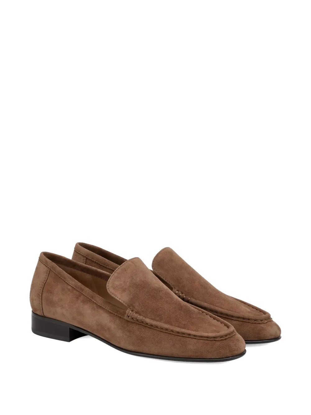  Potamy Suede Stitching Loafers - Brown 