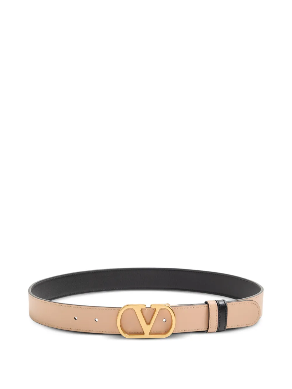 Valentino Garavani VLogo Signature omkeerbare glanzende kalfsleren riem Zwart
